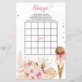 Papier Boho crème glacée Fleurs roses baby shower Bingo J (Devant)