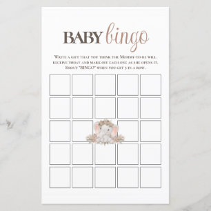 Papier Boho Cute Elephant Baby Bingo Baby shower Jeu