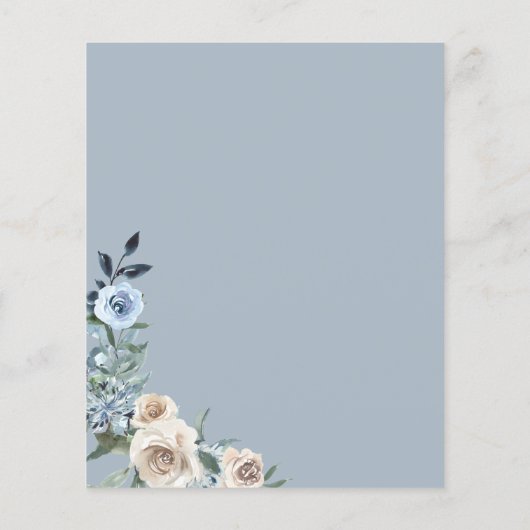 Papier Boho Dusty Blue Beige Fleurs Script Enregistrer La (Dos)