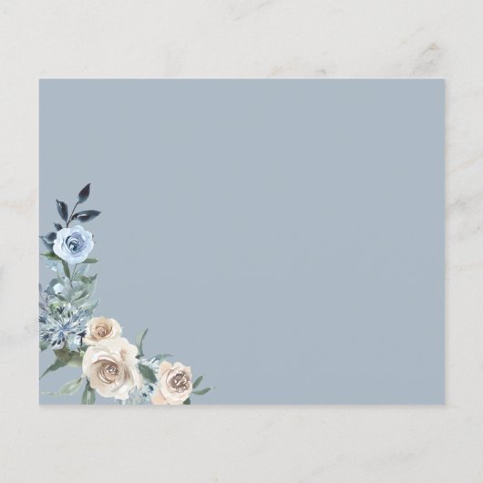 Papier Boho Dusty Blue Beige Fleurs Script Mariage RSVP (Dos)