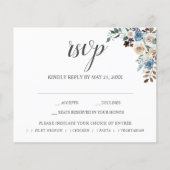 Papier Boho Dusty Blue Beige Fleurs Script Mariage RSVP (Devant)