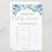 Papier Boho Dusty Blue Floral Nom Les Bébés Animaux (Devant / Derrière)
