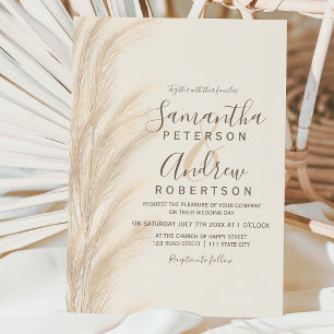 Papier Boho été pampas herbe aquarelle budget mariage