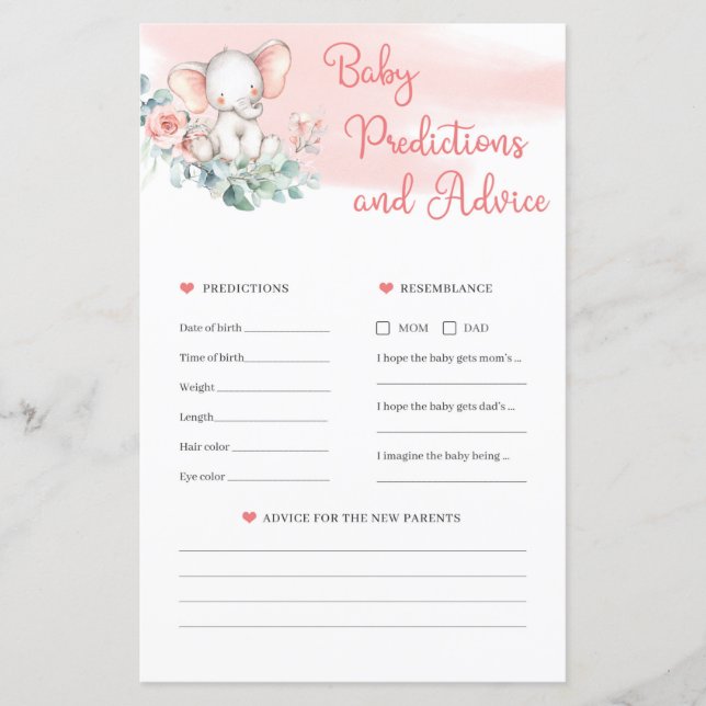 Papier Boho Eucalyptus Baby Prediction and Advice jeu (Devant)