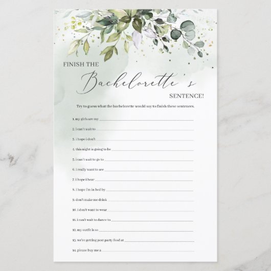 Papier Boho Eucalyptus finit la peine de bachelorette (Devant)