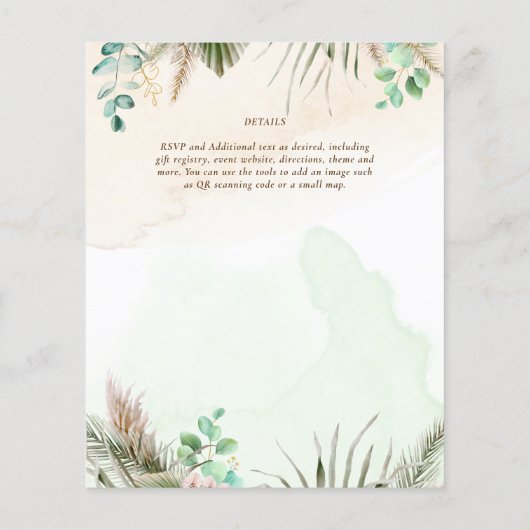 Papier BOHO Eucalyptus Pampas Mariage vert herbe (Dos)