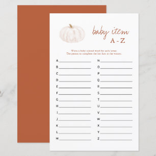 Papier Boho Fall Citrouille Baby Item A-Z Baby shower Jeu