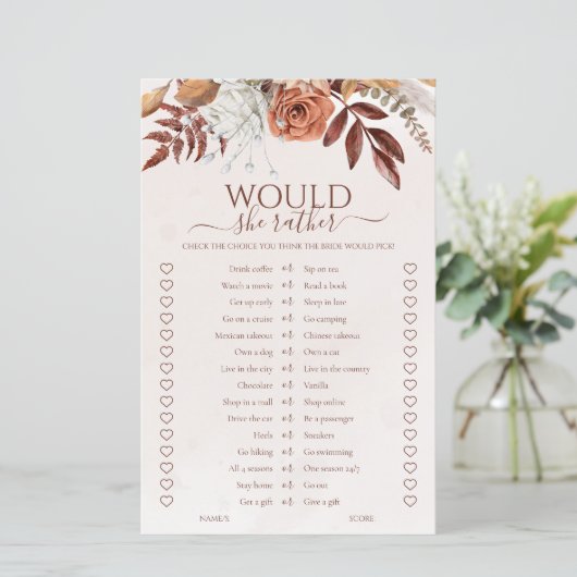 Papier Boho Fall Voudrait-Elle Plutôt Fête des mariées Je (Debout devant)