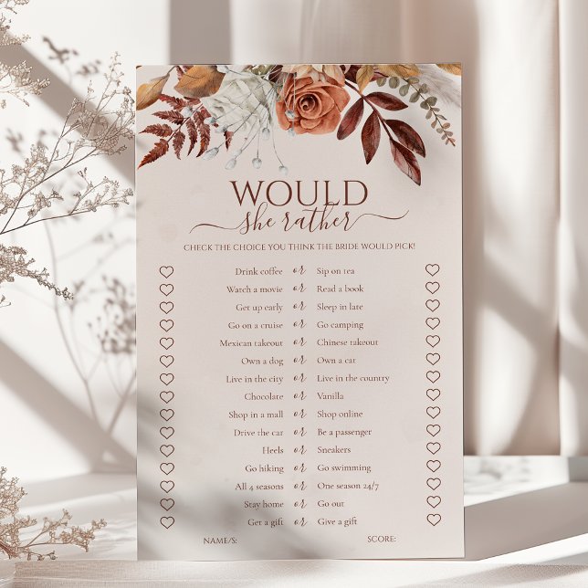 Papier Boho Fall Voudrait-Elle Plutôt Fête des mariées Je (Créateur téléchargé)