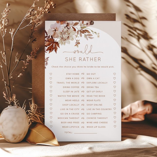 Papier Boho fall Voudrait-elle plutôt nuptiale douche jeu (Créateur téléchargé)