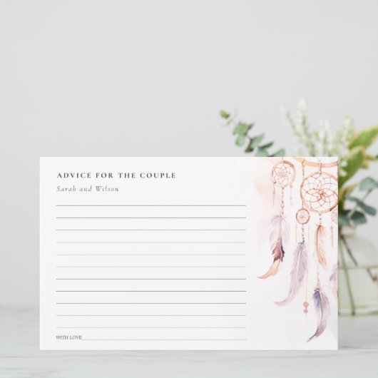 Papier Boho Feather Dreamcatcher Wedding RSVP QR Code (Debout devant)