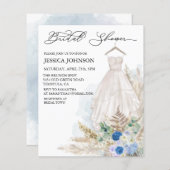 Papier Boho Fête des mariées Mariage robe aquarelle bleu (Devant / Derrière)