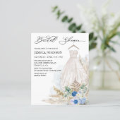 Papier Boho Fête des mariées Mariage robe aquarelle bleu (Debout devant)