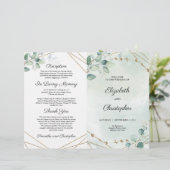 Papier Boho Feuillage Verdure et Géométrique Doré Plié (Debout devant)