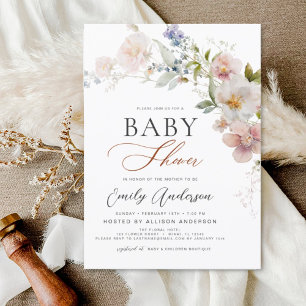 Papier Boho Fleur sauvage Baby shower Garden Invitation