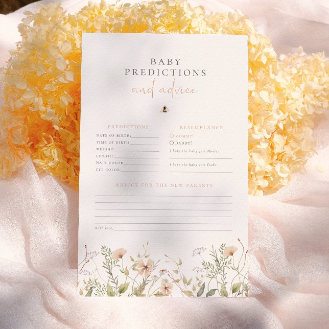 Papier Boho Fleur sauvage Baby shower Prédictions et cons (Créateur téléchargé)