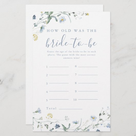 Papier Boho Fleur sauvage bleu quel âge avait le jeu de l (Devant / Derrière)