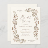 Papier Boho Fleur sauvage Budget Bridal Douche Invitation (Devant / Derrière)