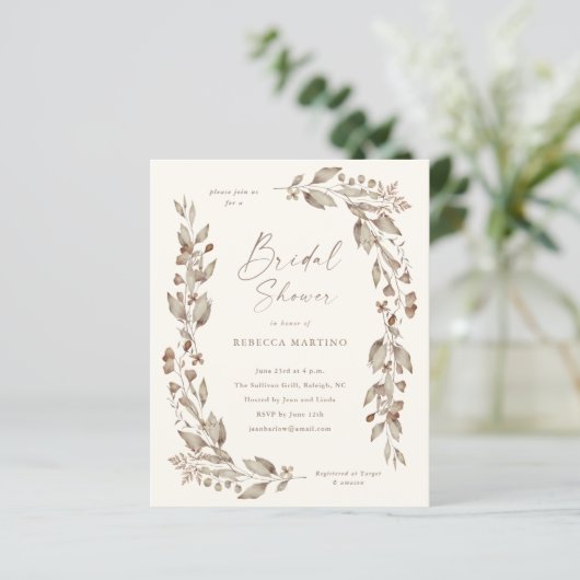 Papier Boho Fleur sauvage Budget Bridal Douche Invitation (Debout devant)
