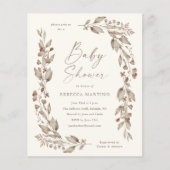 Papier Boho Fleur sauvage Élégant Baby shower budgétaire (Devant)
