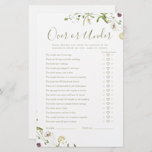 Papier Boho Fleur sauvage Over or Under Brive (Devant / Derrière)