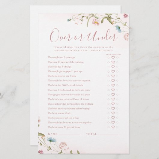 Papier Boho Fleur sauvage Over or Under Brive (Devant / Derrière)