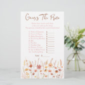 Papier Boho Fleurs sauvages Devinez Le Baby shower De Pri (Debout devant)