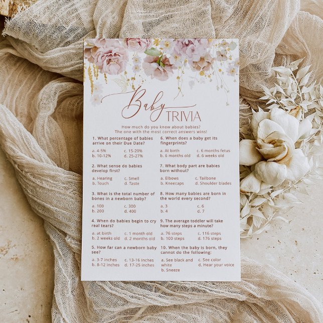 Papier Boho floral Baby trivia jeu de baby shower (Créateur téléchargé)