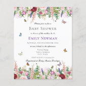 Papier Boho Floral & Butterflies Baby shower Invitation (Devant)