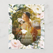 Papier Boho Floral Frame Photo Faire-part de graduation (Devant)
