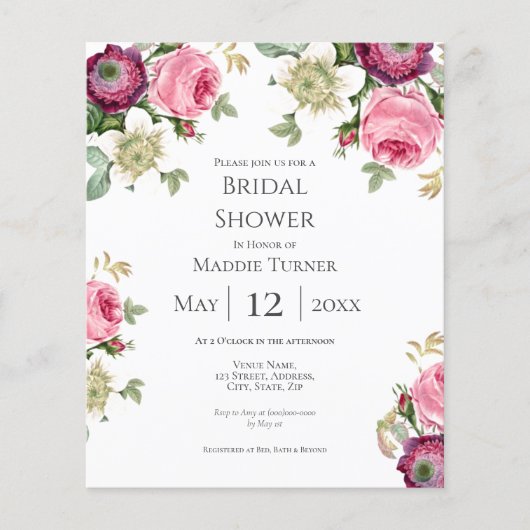Papier Boho Floral | Invitation de douche nuptiale (Devant)