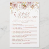 Papier Boho Floral Qu'est-ce que le marié a dit jeu de la (Devant)