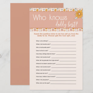 Papier Boho Floral Qui Connaît Daddy Meilleur Jeu De Devi