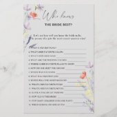 Papier Boho Floral Qui connaît la mariée meilleur jeu (Devant)