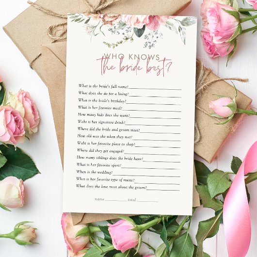 Papier Boho Floral Qui Connaît Le Jeu De Fête des mariées