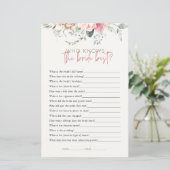 Papier Boho Floral Qui Connaît Le Jeu De Fête des mariées (Debout devant)