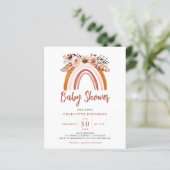 Papier Boho Floral Rainbow Budget Baby shower Invitation (Debout devant)