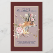 Papier Boho FOX Fête des mariées Plumes de bois Floral (Devant)