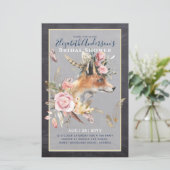Papier Boho FOX Fête des mariées Plumes de bois Floral (Debout devant)
