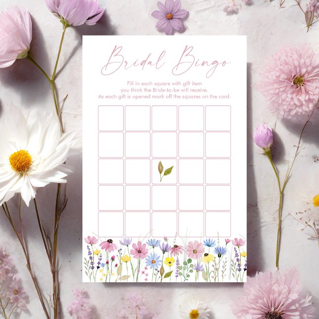 Papier Boho Garden Wildflowers Bridal Shower Bingo Game (Créateur téléchargé)