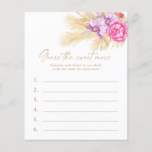 Papier Boho grass - Devinez le jeu de Baby shower de la d (Devant)