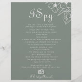 Papier Boho Green Destination Floral I Spy Mariage Jeu (Devant)