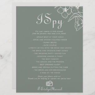 Papier Boho Green Destination Floral I Spy Mariage Jeu