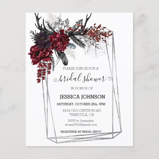 Papier Boho Halloween Floral Mariage Shower Aquarelle (Devant)