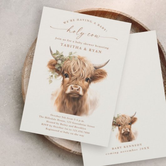 Papier Boho Highland Cow Couples Baby Shower Invitations