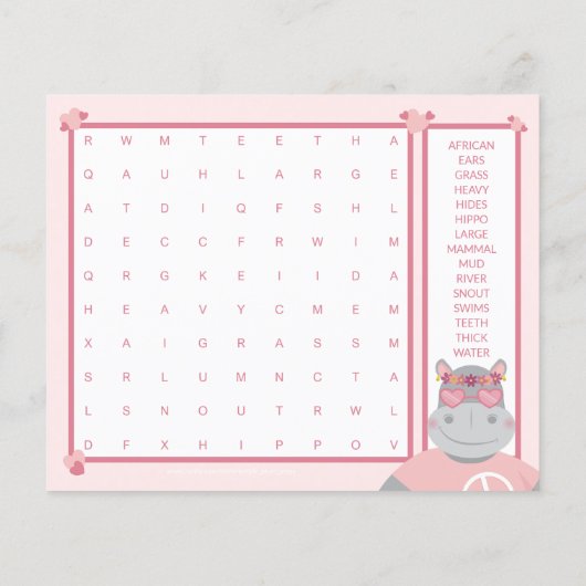 Papier Boho Hippo Enfants Valentine's Day Card (Dos)