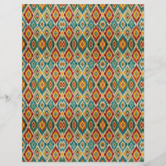 Papier Boho Ikat Scrapbook Paper – Mustard Yellow & Teal