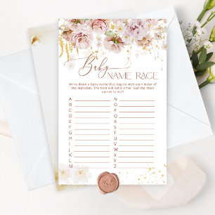 Papier Boho jardin fleurs Baby nom race jeu