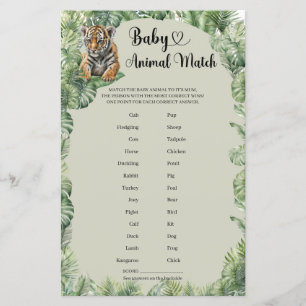 Papier Boho Jungle Safari Animaux Bébé Animal Match jeu