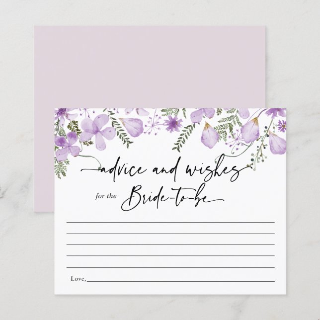 Papier Boho Lavender Conseils et les souhaits pour la car (Devant / Derrière)